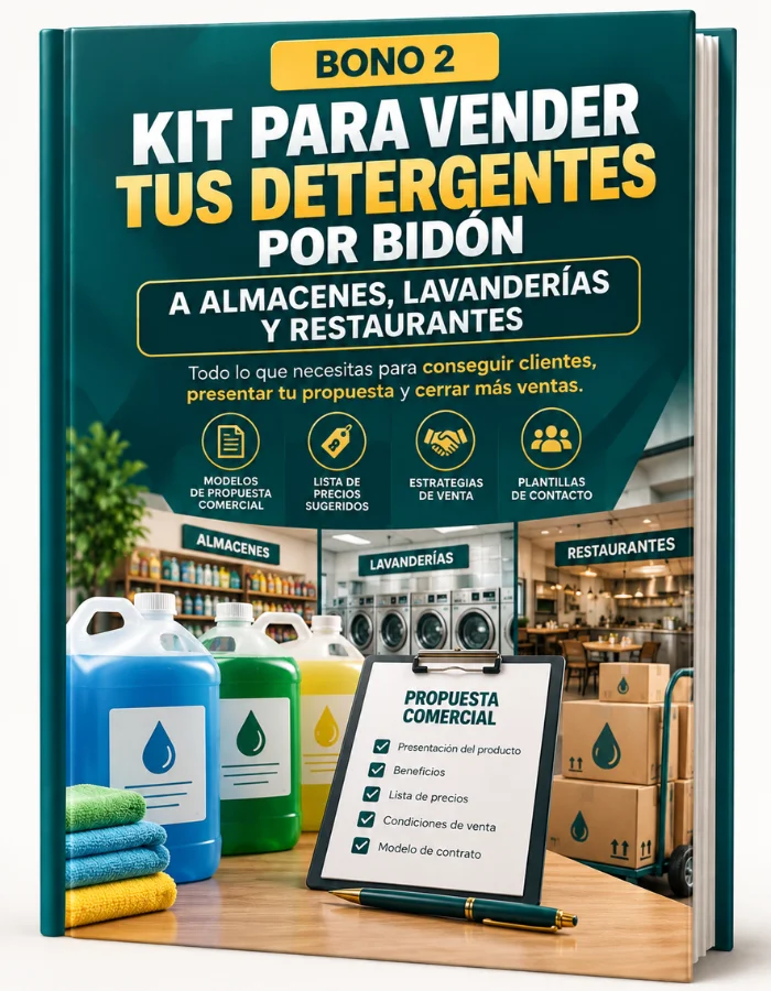 Mockup del Bono 2: Kit para vender tus detergentes por bidón